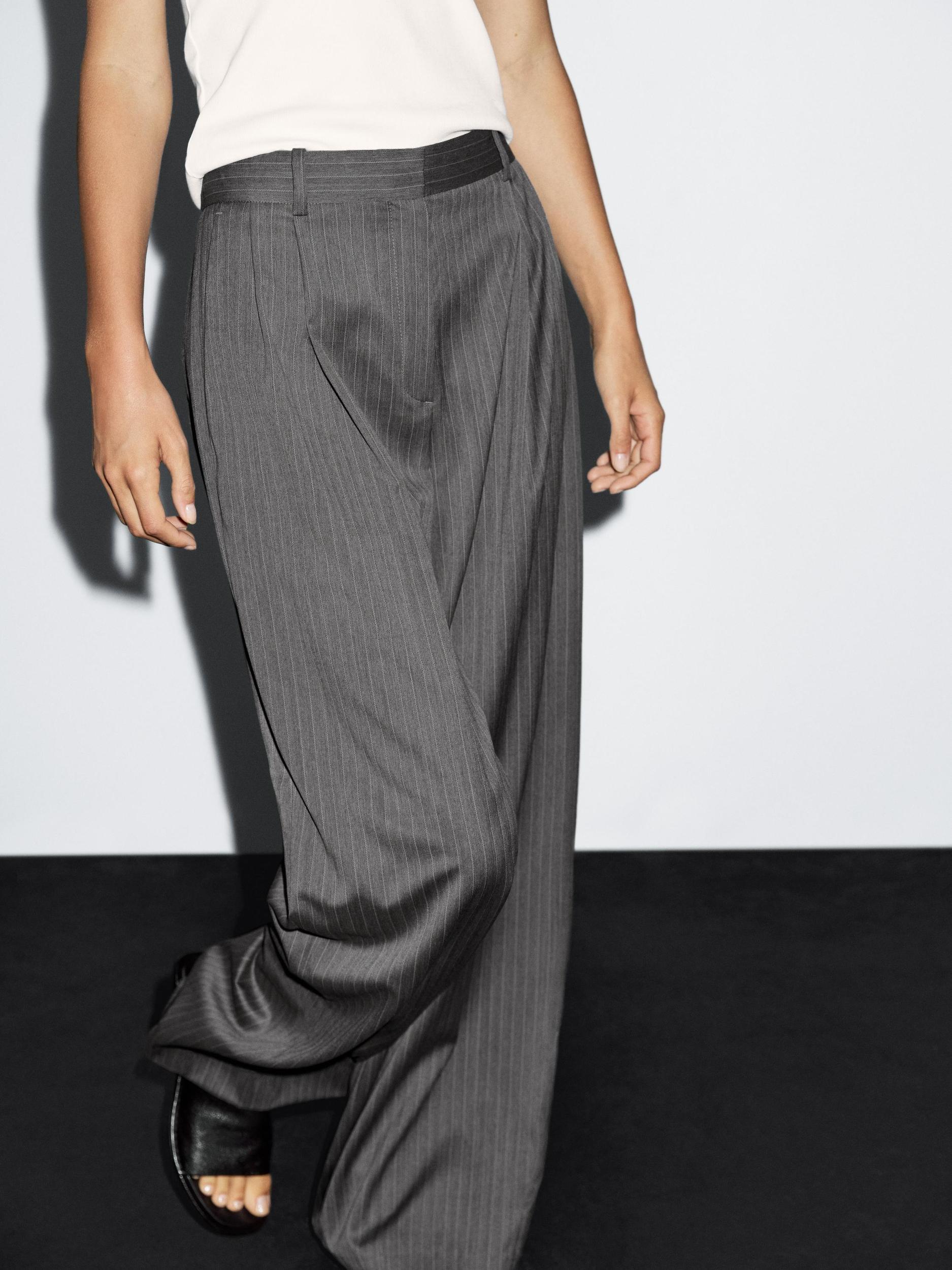 100% wool pinstripe trousers Product Image