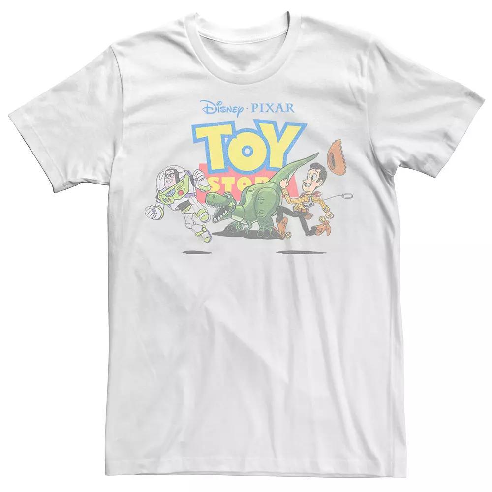 Disney / Pixar's Toy Story Woody, Rex & Buzz Lightyear Men's Four Vintage Run Tee, Size: Medium, White Product Image