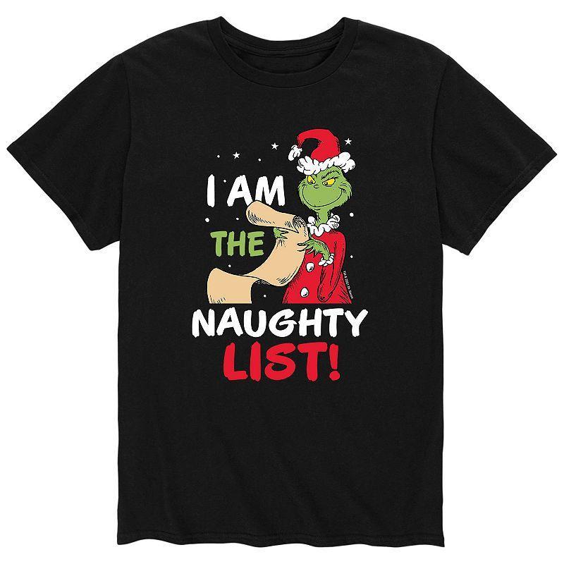 Men's Dr. Seuss The Grinch "I Am The Naughty List" Tee, Size: XL, Black Product Image