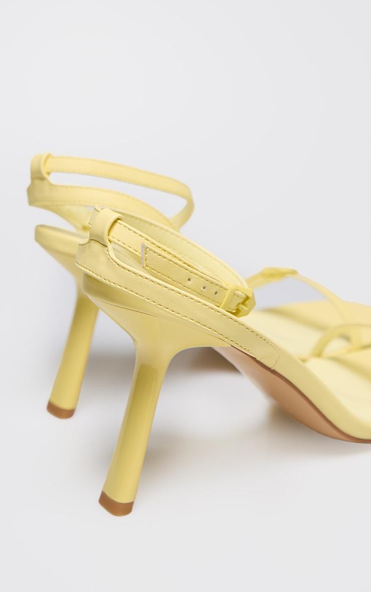 Yellow PU Square Toe Barely There Buckle Heeled Sandals Product Image