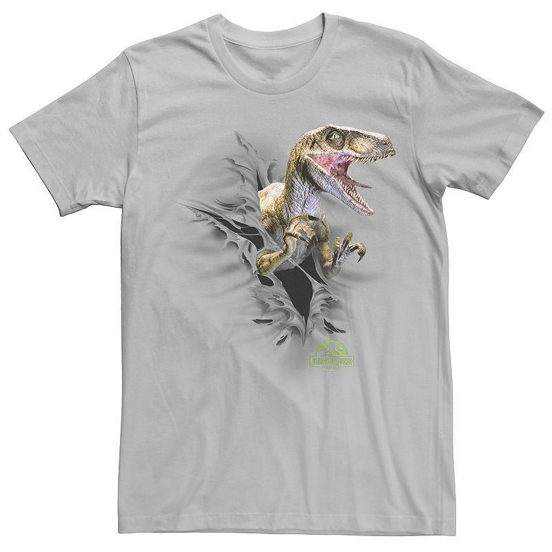 Men's Jurassic Park Ripping Velociraptor Graphic Tee, Size: XXL, Royal Grey Product Image