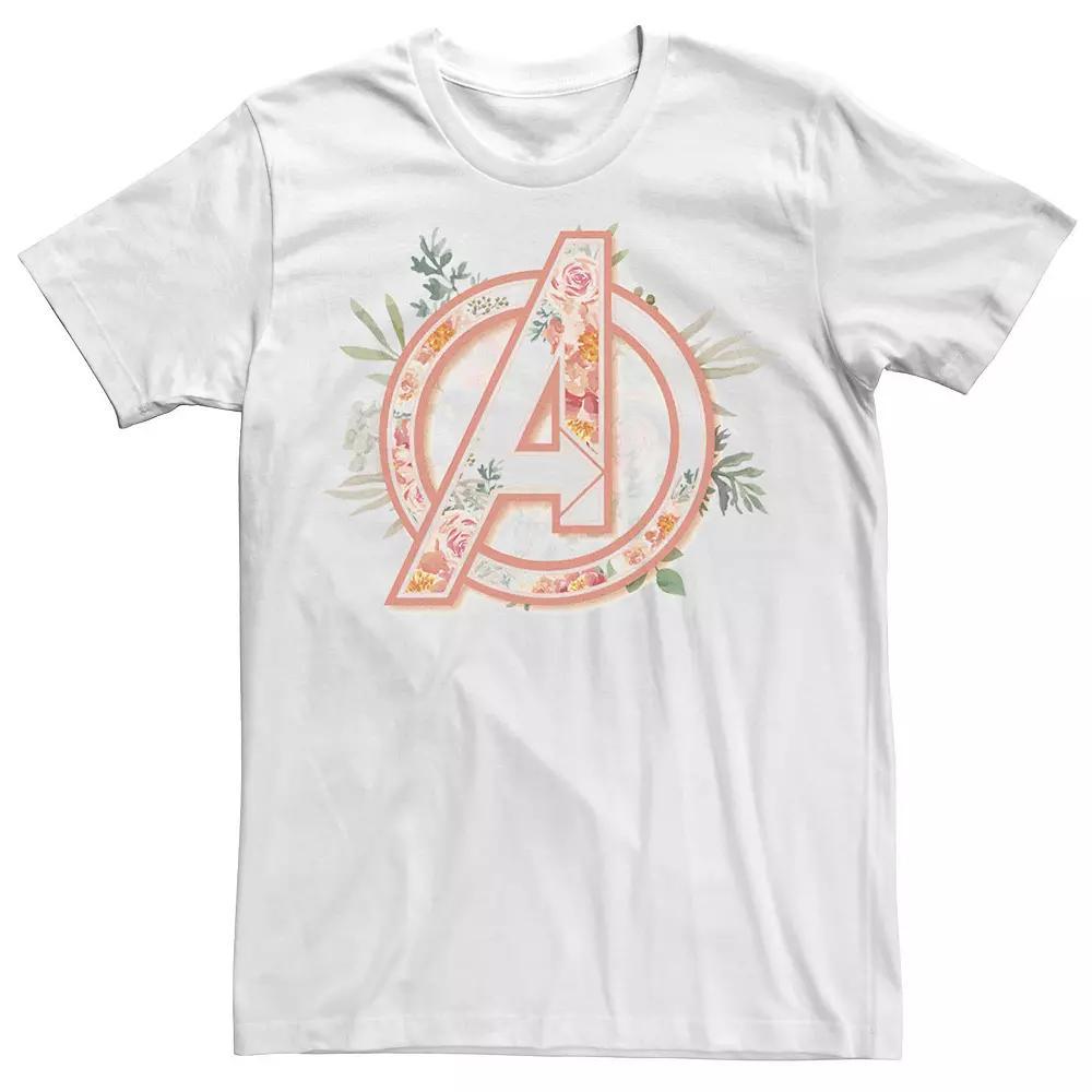 Men's Marvel Avengers Soft Floral Fill Logo Tee, Size: XL, White Product Image