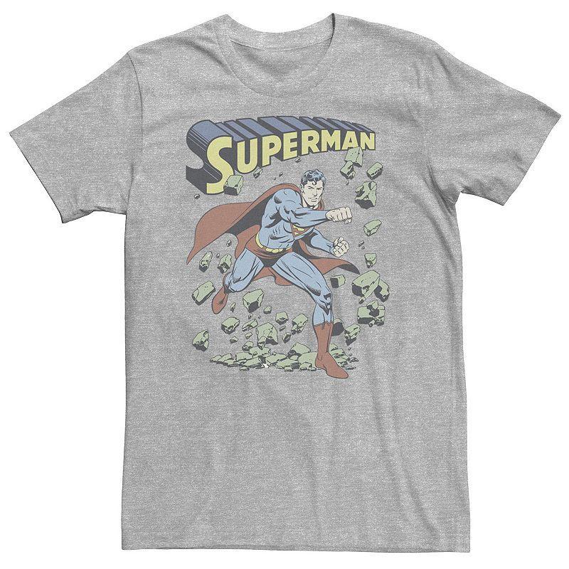 Big & Tall DC Comics Superman With Rocks Vintage Poster Tee, Mens Product Image