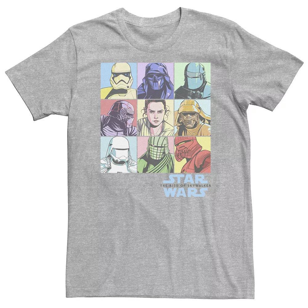Big & Tall Star Wars The Rise of Skywalker Pastel Character Box Tee, Mens Athletic Grey Product Image