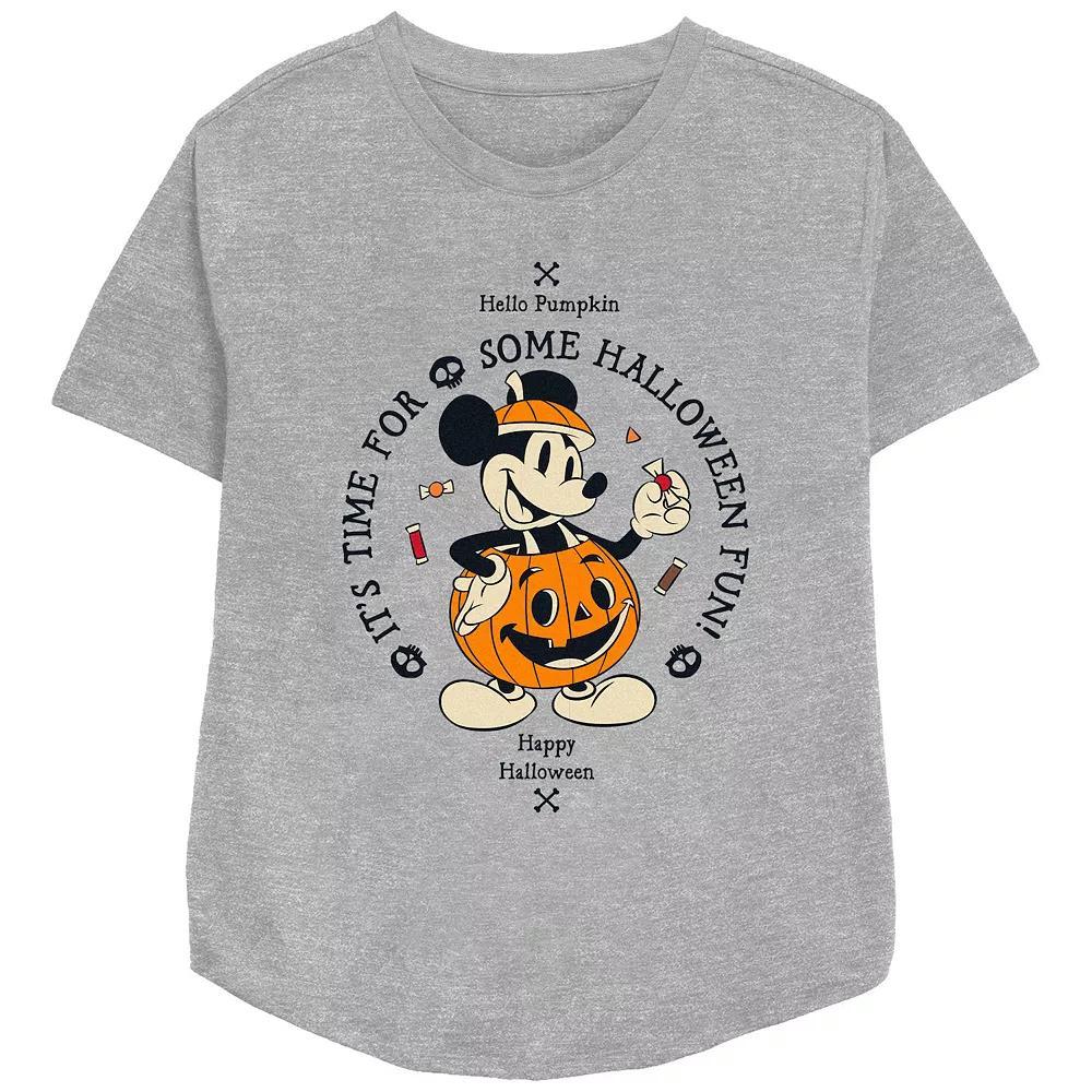 Disney's Mickey Mouse Hello Pumpkin It’s Time For Some Halloween Fun Women's Relaxed Fit Graphic Tee,  Product Image