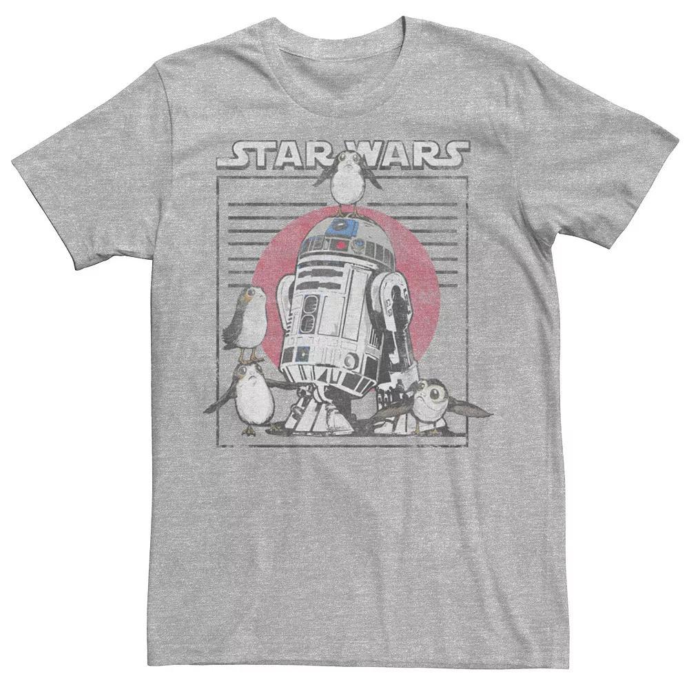 Men's Star Wars Last Jedi Flock of Porgs Surround R2-D2 Tee, Size: XXL, Athletic Grey Product Image