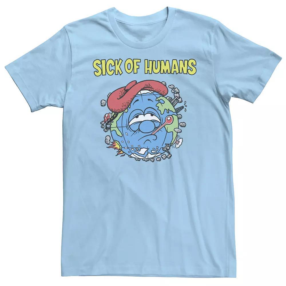 Men's Sick Of Humans Planet Earth Graphic Tee, Size: Small, Light Blue Product Image