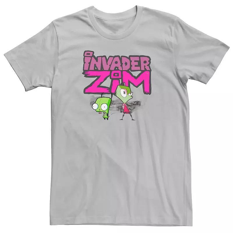 Men's Invader Zim and Gir Painted Logo Tee, Size: XXL, Silver Product Image