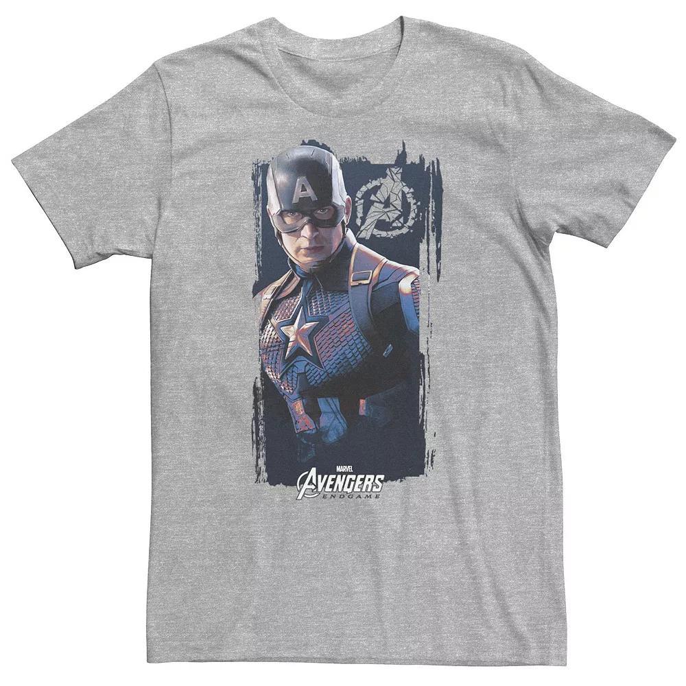 Big & Tall Marvel Avengers Endgame Captain America Logo Poster Tee, Men's, Size: Large Tall, Athletic Grey Product Image
