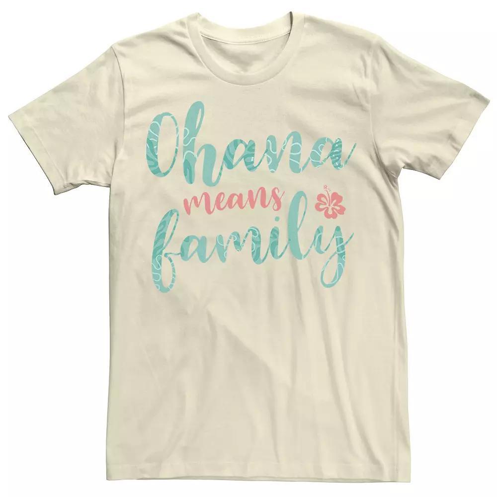 Disney's Lilo & Stitch Men's Ohana Means Family Tropical Fill Tee, Size: XXL, Natural Product Image