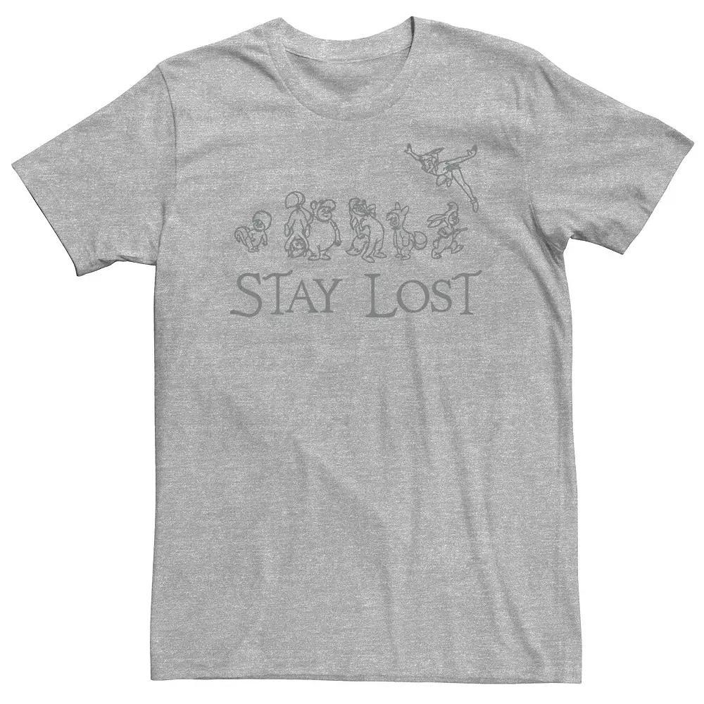 Big & Tall Disney Peter Pan Lost Boys Stay Lost Green Outline Tee, Men's, Size: XXL Tall, Athletic Grey Product Image