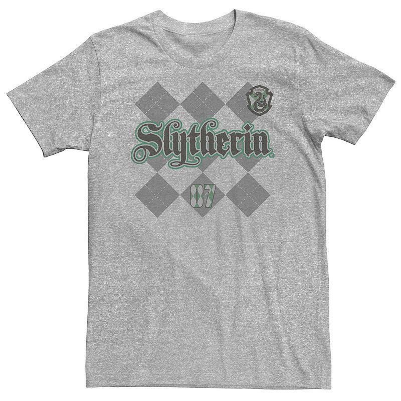 Big & Tall Harry Potter Slytherin Diamond Plaid Tee, Mens Athletic Grey Product Image