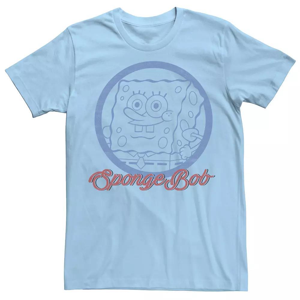 Men's Nickelodeon SpongeBob SquarePants Line Art Cursive Logo Portrait Graphic Tee, Size: 3XL, Light Blue Product Image