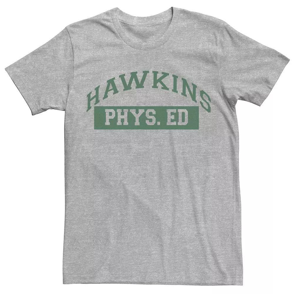 Men's Netflix Stranger Things Hawkins Phys. Ed Logo Tee, Size: XXL, Athletic Grey Product Image