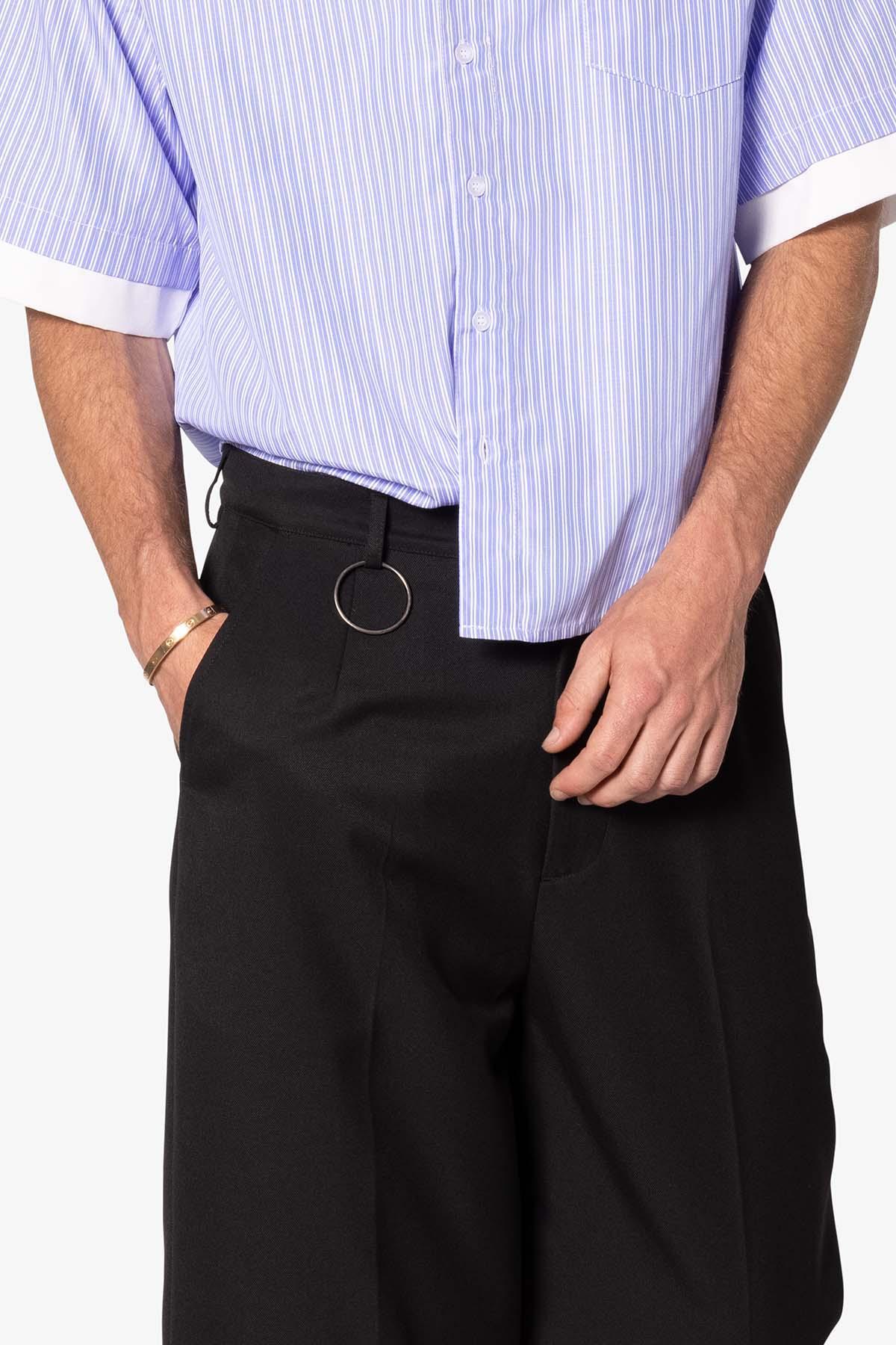 Brushed Twill Layered Pants - Black Product Image