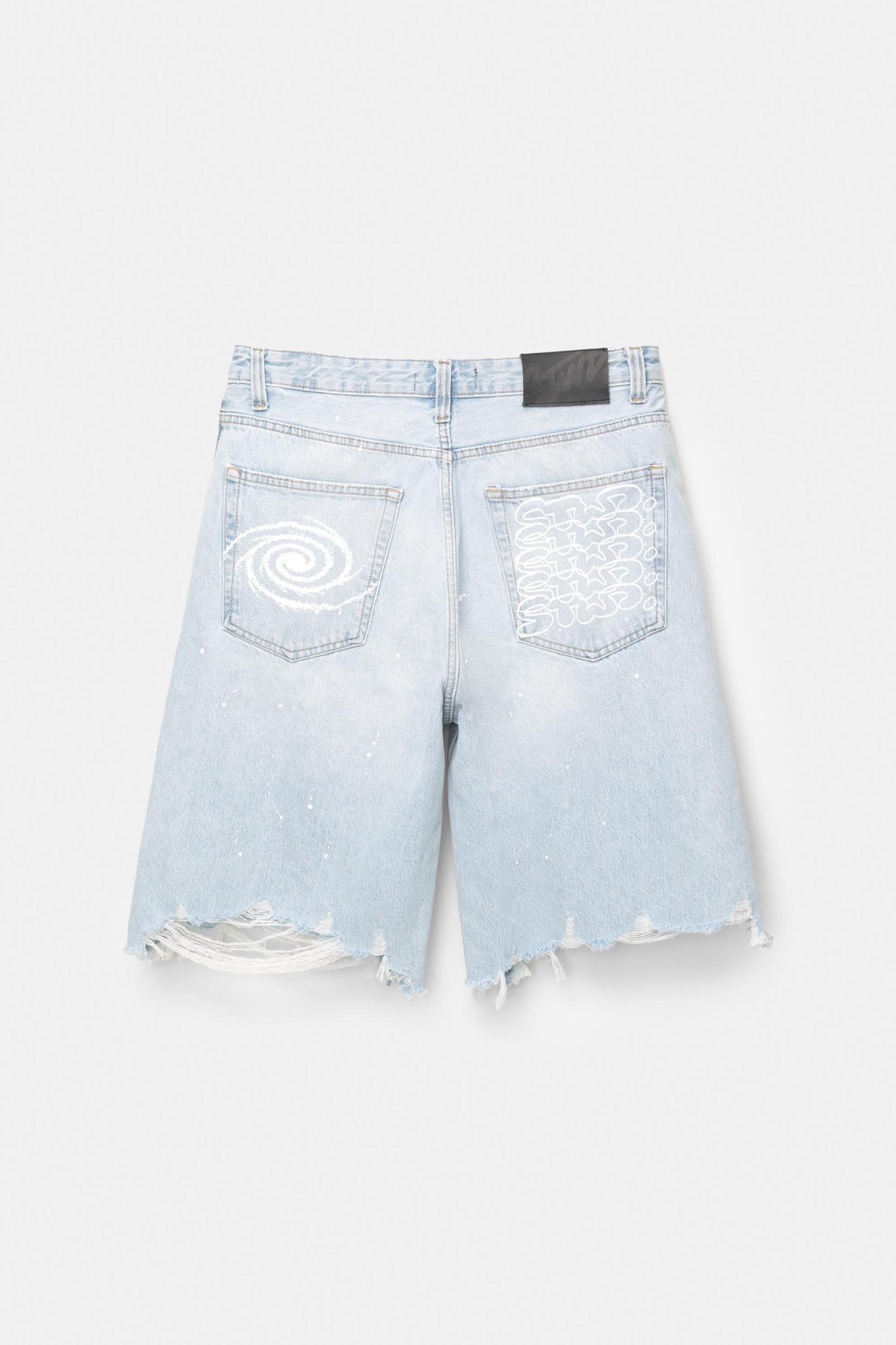 Ripped denim Bermuda shorts Product Image