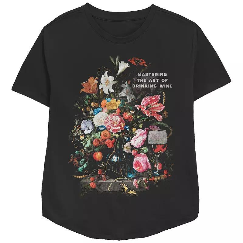 Womens Mastering The Art Of Drinking Wine Relaxed Fit Graphic Tee Product Image