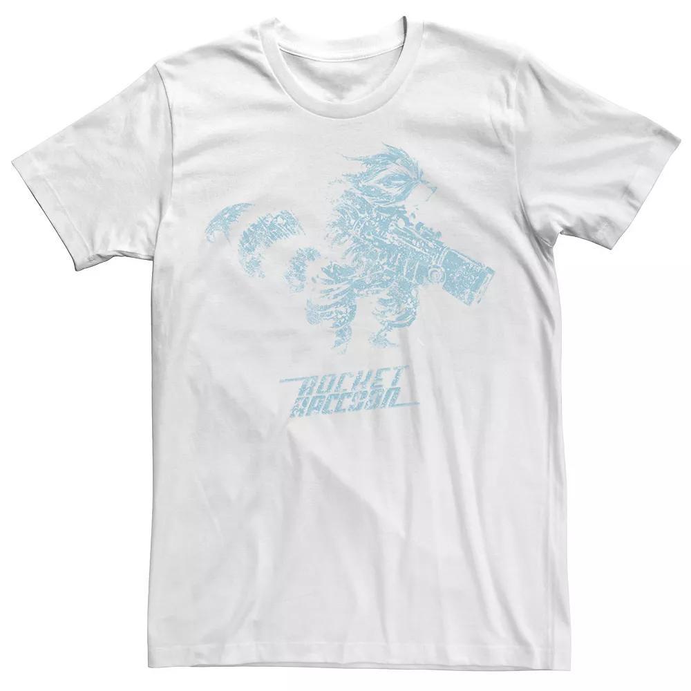 Men's Marvel Rocket Raccoon Distressed Blue Hue Portrait Tee, Size: Medium, White Product Image