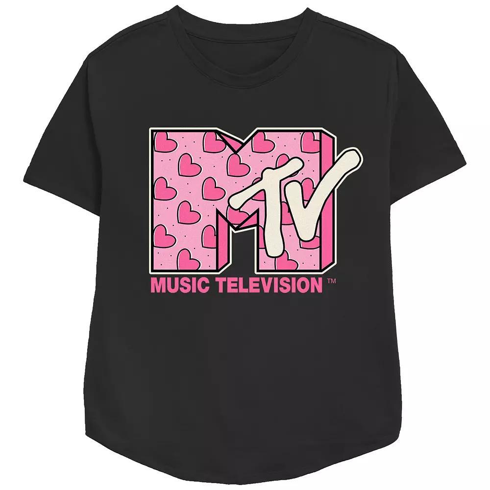 Women's MTV Heart Print Logo Graphic Tee, Girl's,  Product Image