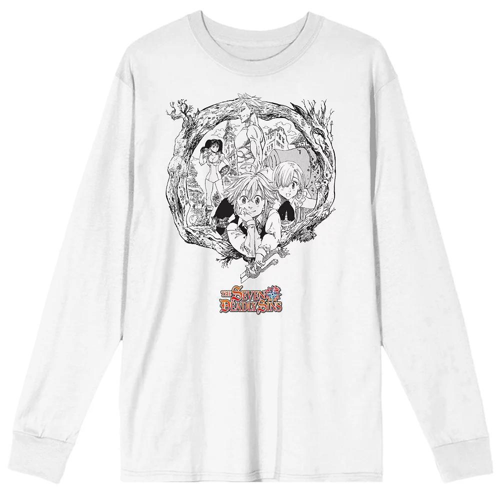 Men's Seven Deadly Sins Manga Long Sleeve Graphic Tee, Size: Small, White Product Image