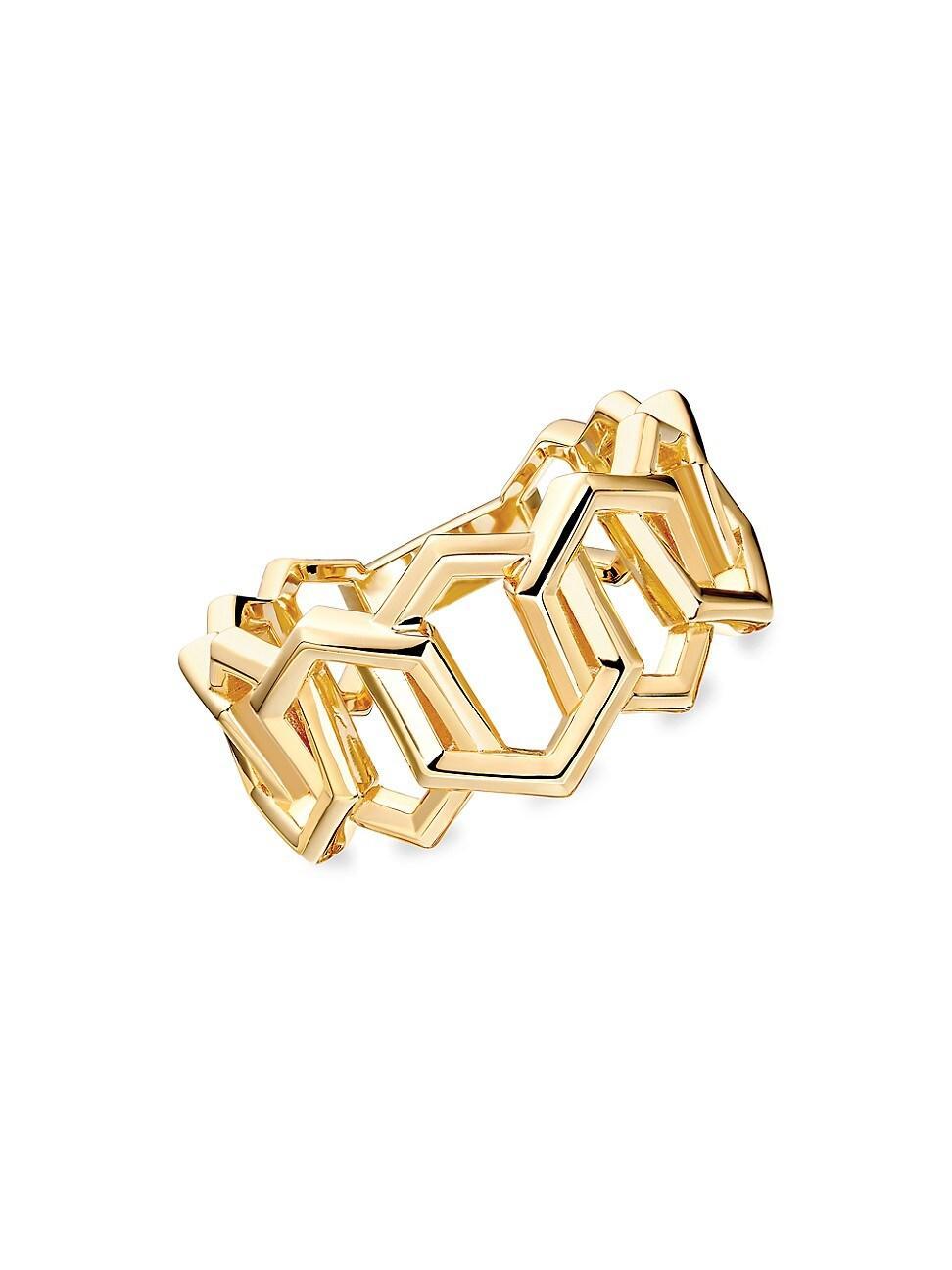 Womens Bee Chic 18K Yellow Gold Hexagon-Link Ring Product Image