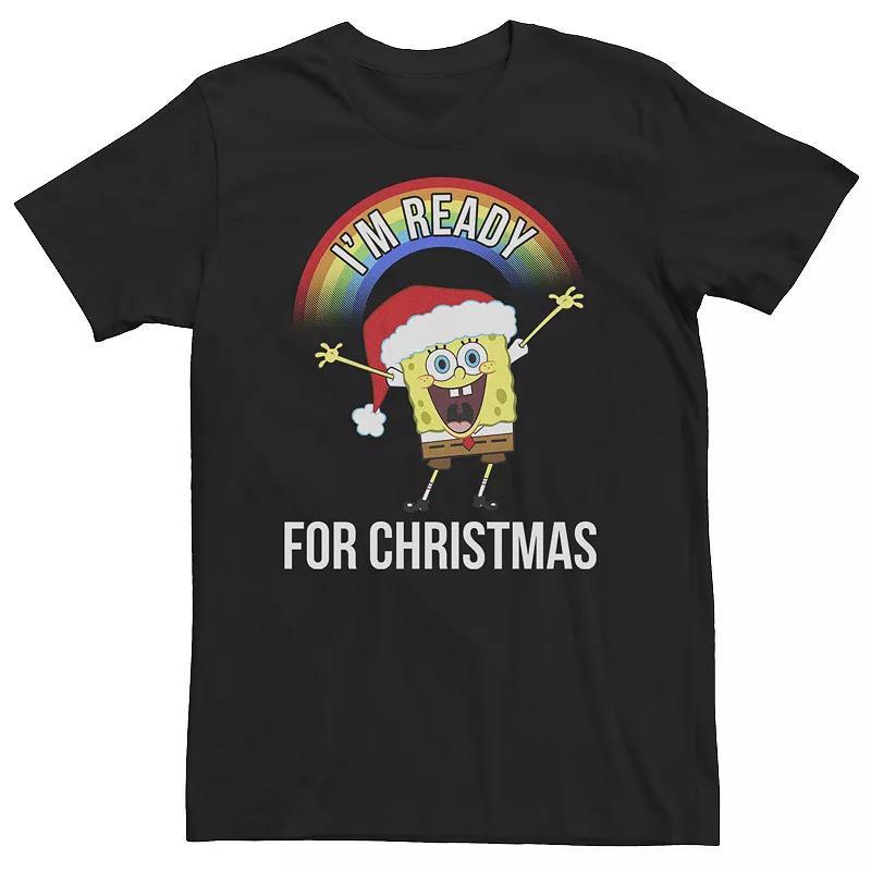 Big & Tall Nickelodeon SpongeBob SquarePants "I'm Ready For Christmas" Rainbow Tee, Men's, Size: 3XL, Grey Heather Product Image