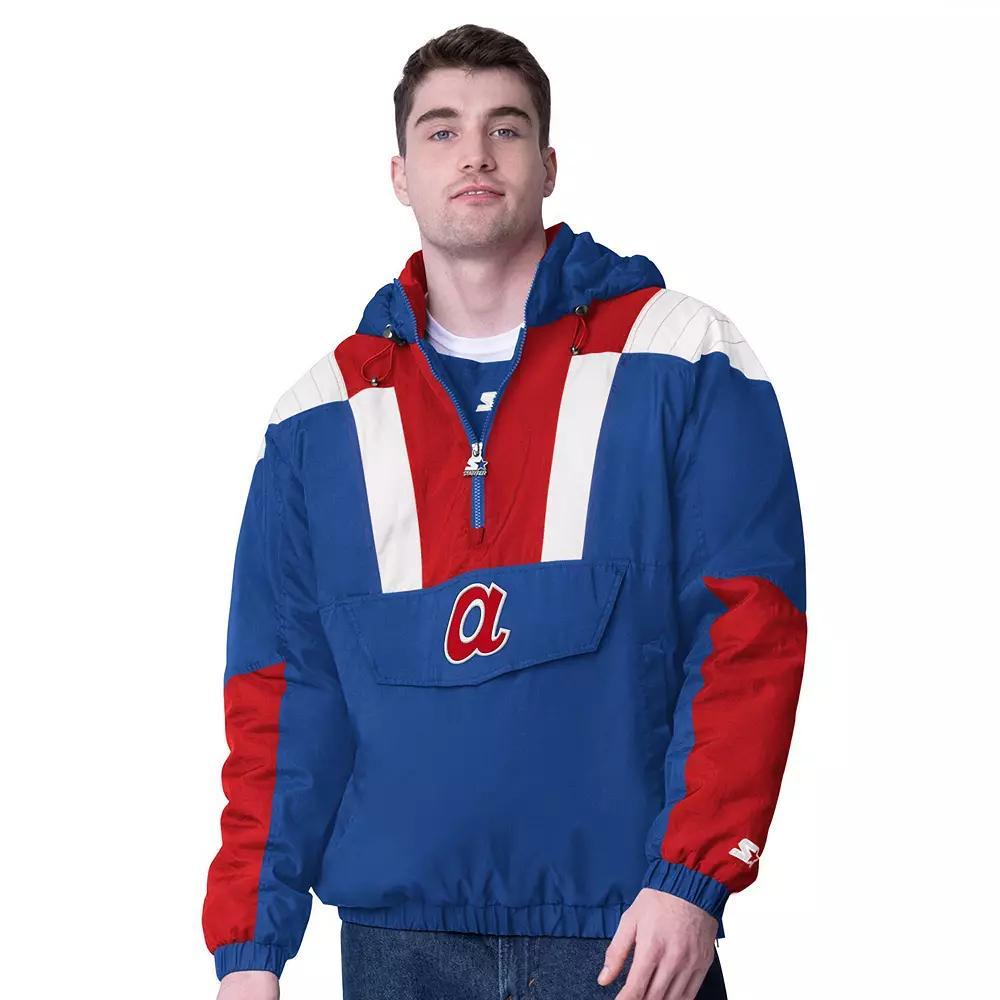 Men's Starter  Royal Atlanta Braves Cooperstown Collection Charger Half-Zip Jacket, Size: 3XL, Blue Product Image