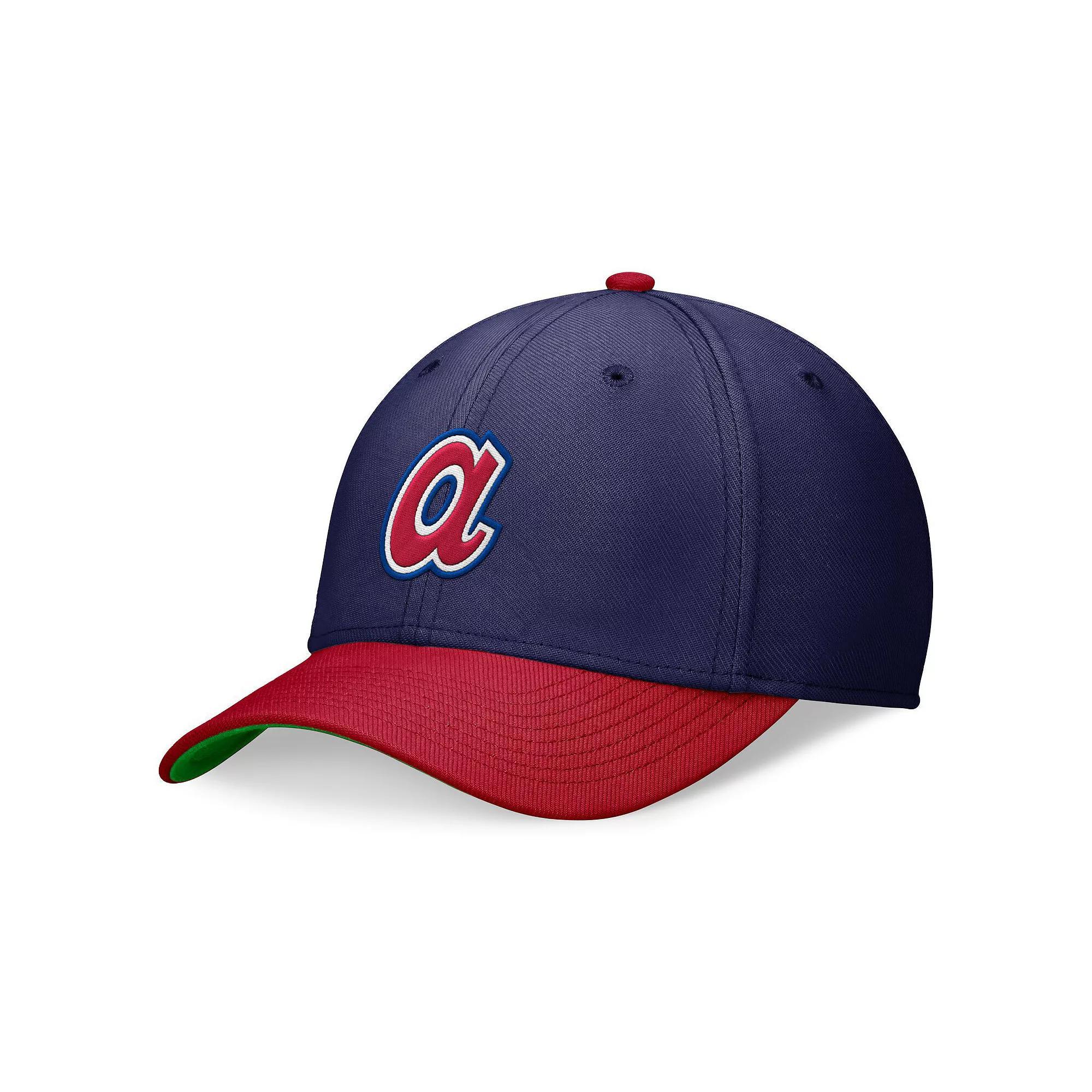 Men's Nike Navy/Red Atlanta Braves Cooperstown Collection Rewind Swooshflex Performance Hat,  Product Image