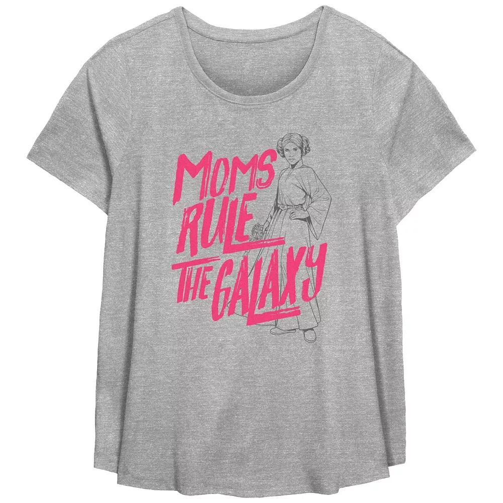 Plus Size Star Wars Moms Rule The Galaxy Scoop Hem Flowy Graphic Tee, Women's, Size: 5XL, Grey Gray Product Image