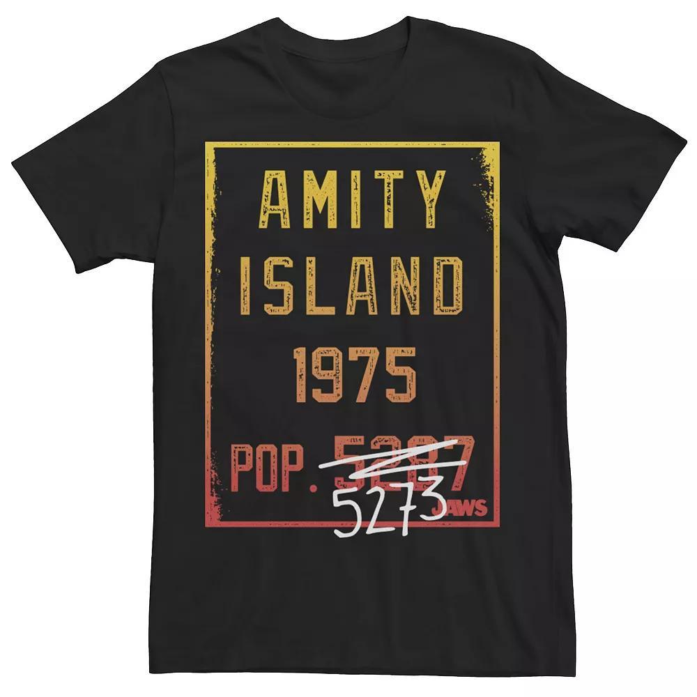 Men's Jaws Amity Island Population Change Sign Gradient Tee,  Product Image