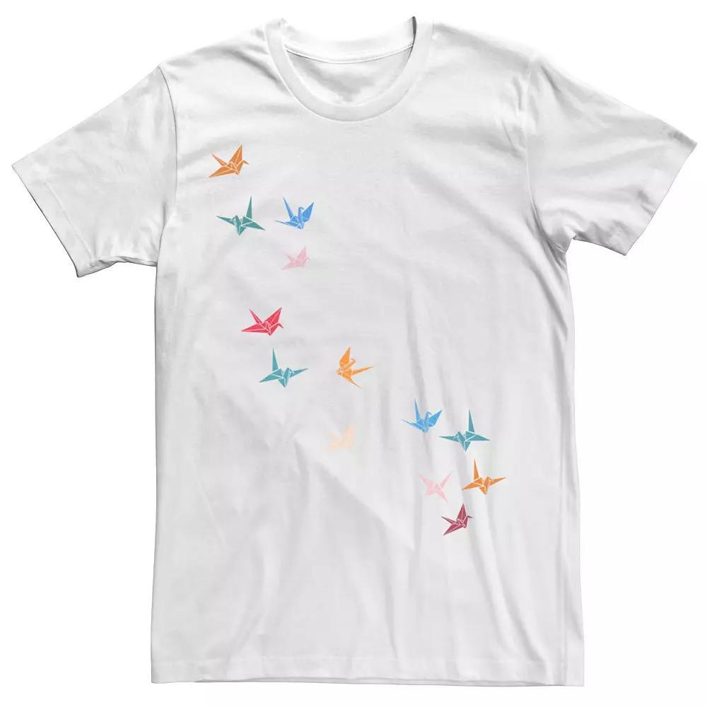 Men's Flying Paper Cranes Birds Graphic Tee, Size: Small, White Product Image