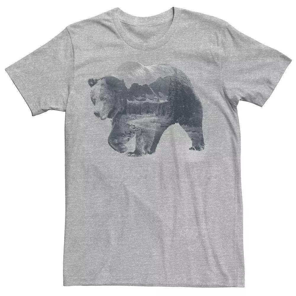 Men's Bear Filled River Landscape Graphic Tee, Size: Medium, Athletic Grey Product Image