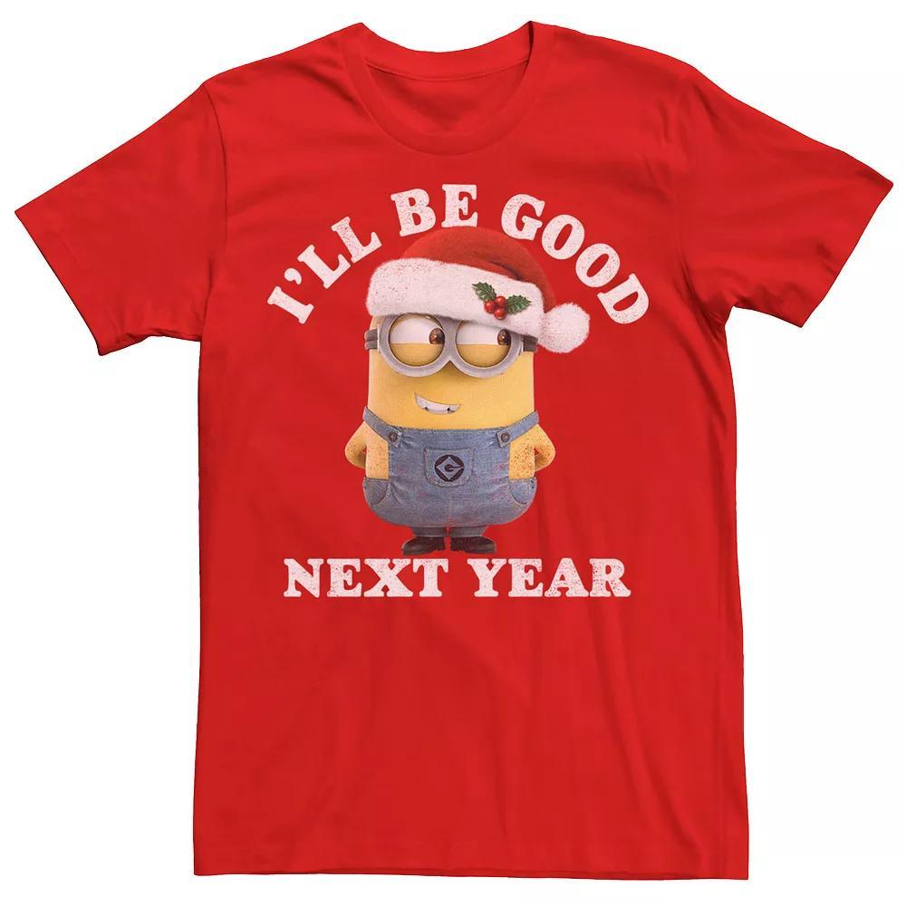 Men's Despicable Me Minions Be Good Next Year Santa Hat Tee, Size: Large, Red Product Image