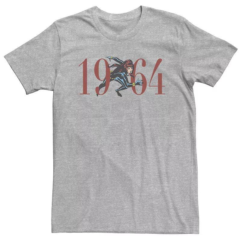 Big & Tall Marvel Retro 1964 Black Widow Action Pose Tee, Mens Athletic Grey Product Image