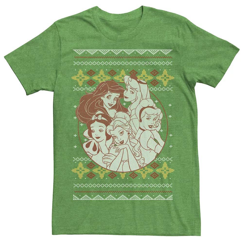 Men's Disney Princess Circle Group Shot Ugly Christmas Tee, Size: Large, Kelly Grey Product Image