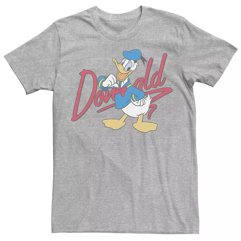 Disney's Donald Duck Men's Red Cursive Text Logo Portrait Tee,  Product Image