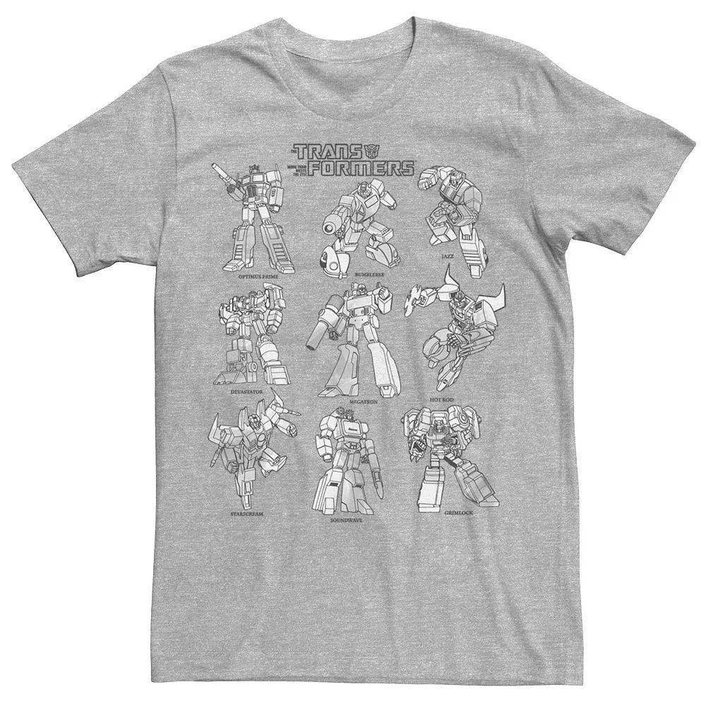 Men's Transformers Sketches Stack Tee, Size: Large, Athletic Grey Product Image