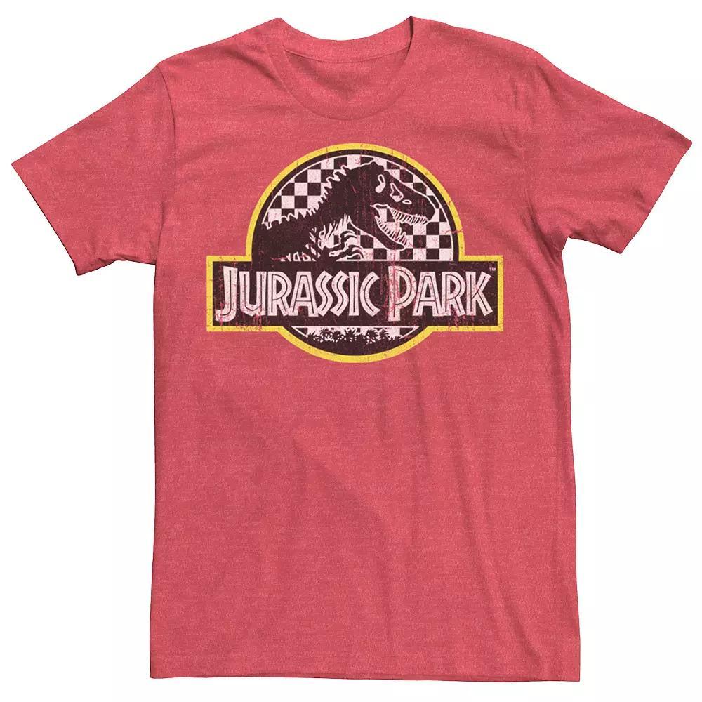 Men's Jurassic Park Checkered Classic Logo Tee, Size: Large, Royal Grey Product Image