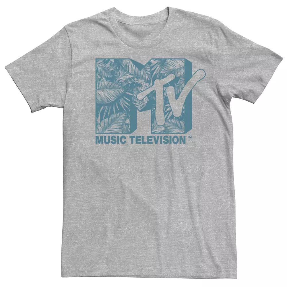 Men's MTV Logo Deep Teal Tropical Style Tee, Size: XXL, Athletic Grey Product Image