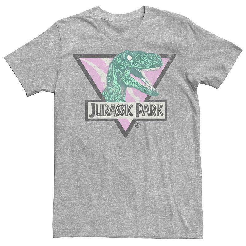 Mens Jurassic Park Velociraptor Pastel Scratched Triangle Tee Athletic Grey Product Image