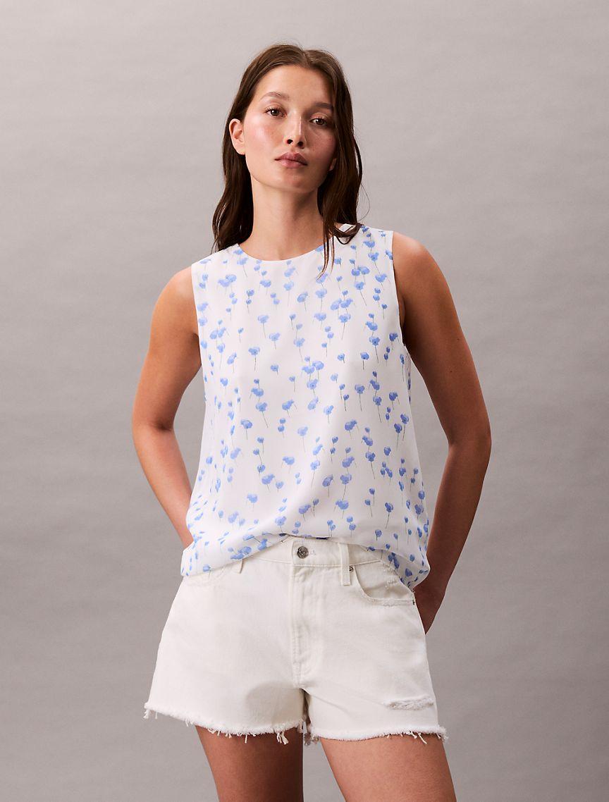 Printed Chiffon Sleeveless Top Product Image