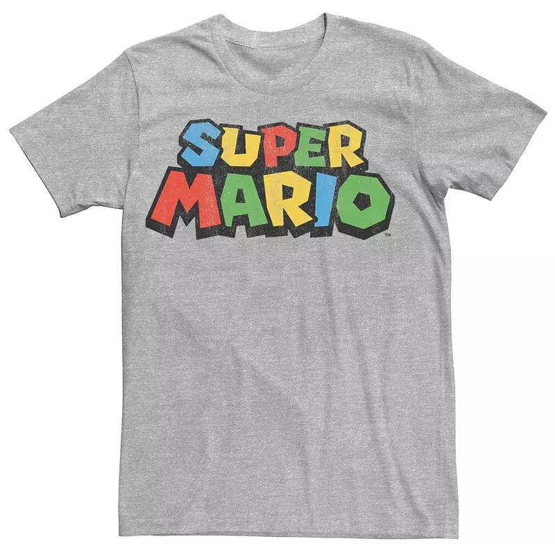 Mens Nintendo Super Mario Logo Short Sleeve Tee Athletic Grey Product Image