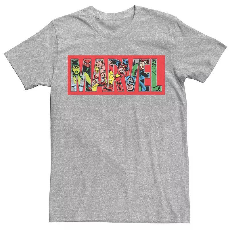 Men's Marvel Logo Character Fill Tee, Size: Medium, Athletic Grey Product Image