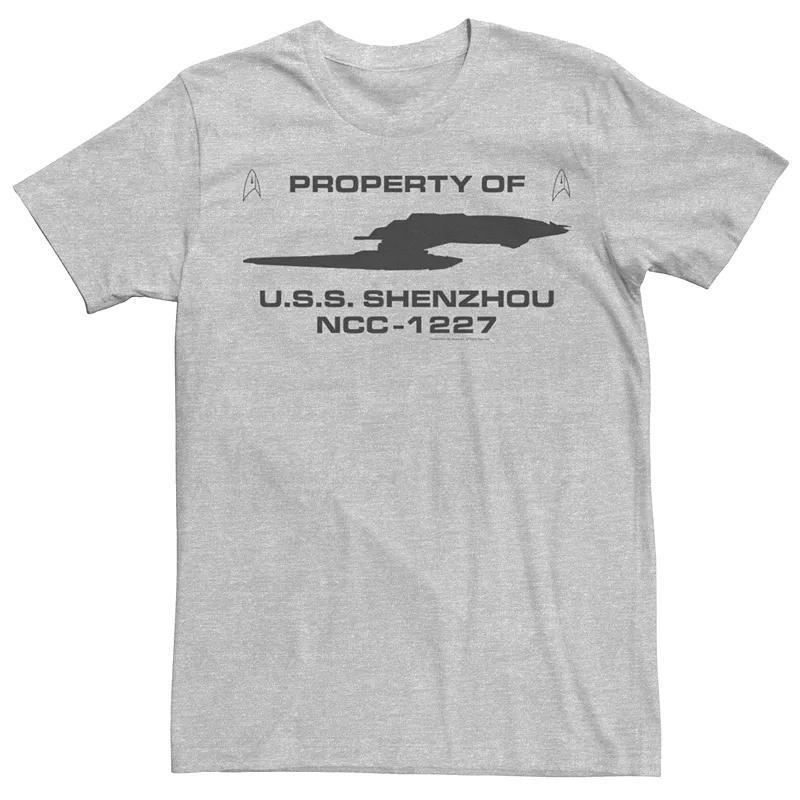 Mens Star Trek Discovery Property of U.S.S. Shenzhou NCC-1227 Graphic Tee Athletic Grey Product Image