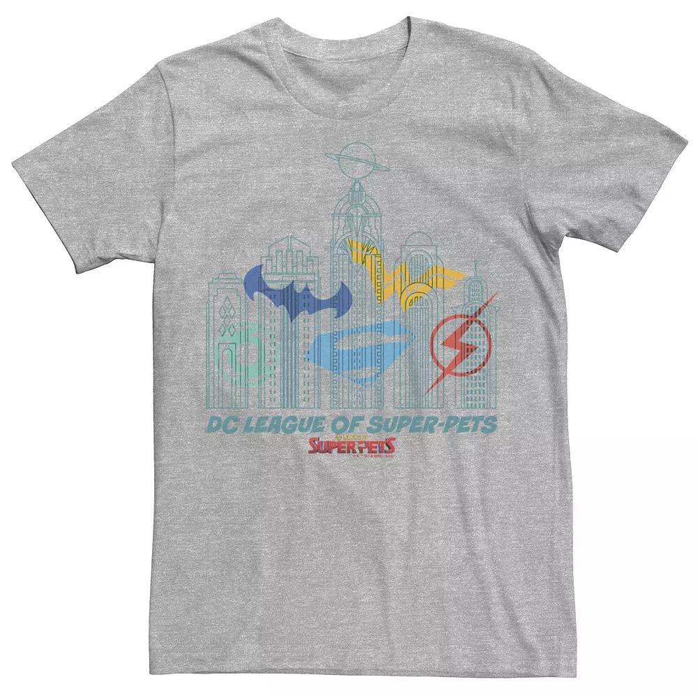 Men's DC Super Pets Superhero Skyline Logos Tee, Size: XL, Athletic Grey Product Image