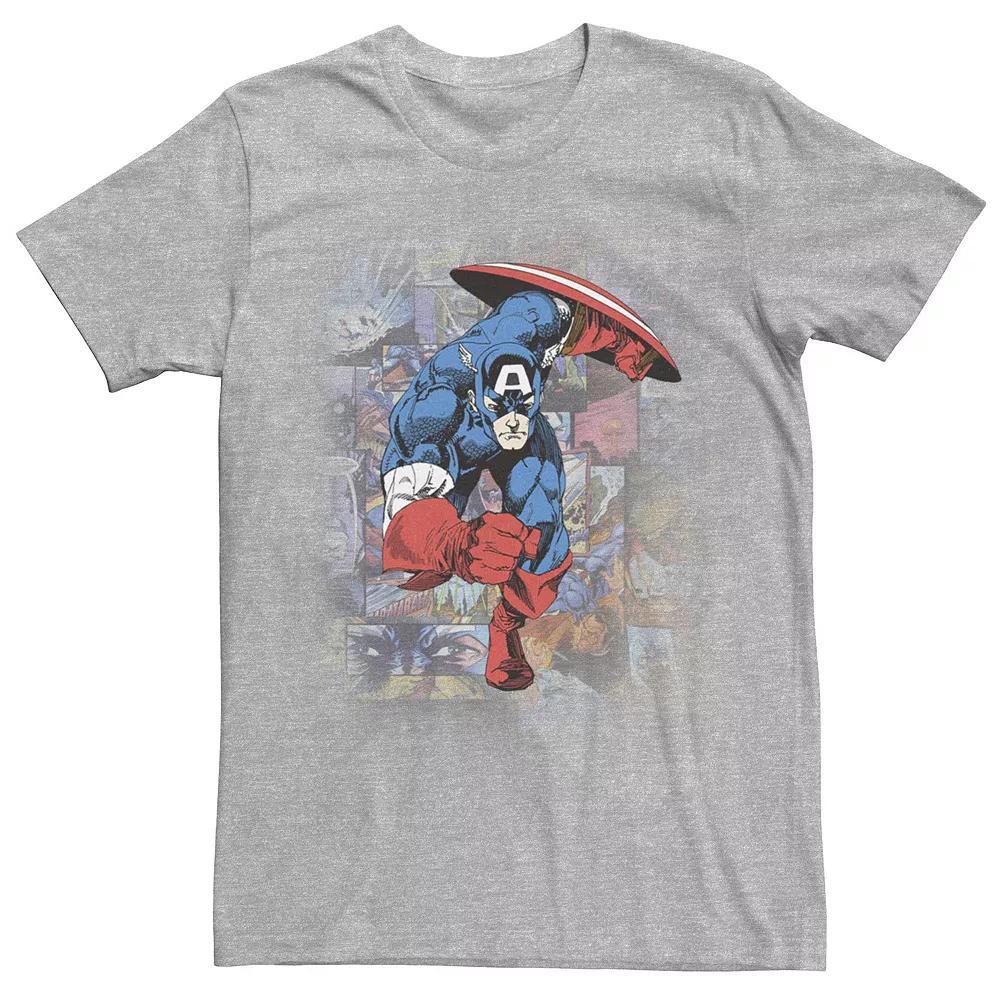 Men's Captain America Ready For Action Graphic Tee, Size: XL, Athletic Grey Product Image