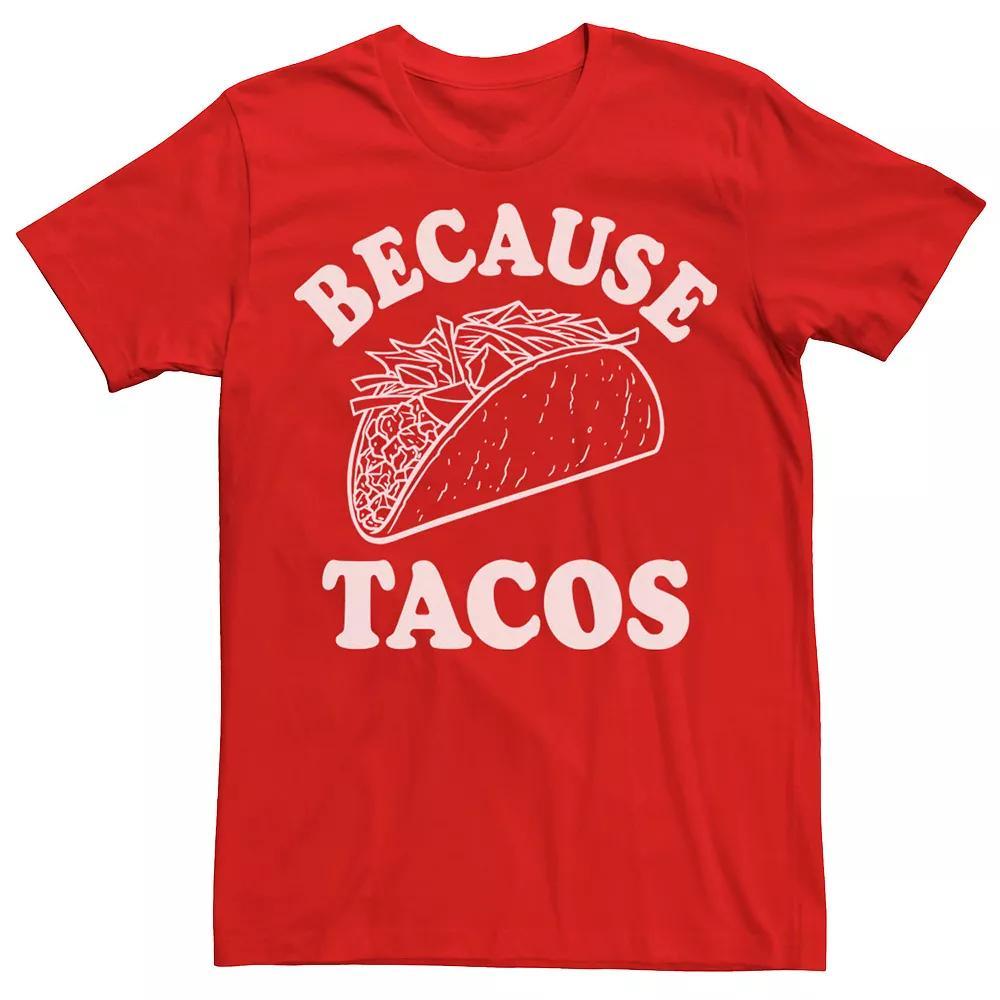 Men's Because Tacos Retro Text Funny Tee,  Product Image