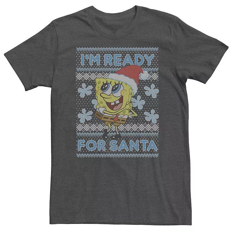 Big & Tall Nickelodeon SpongeBob SquarePants "I'm Ready For Santa" Ugly Christmas Sweater Tee, Men's, Size: XL Tall, Black Product Image