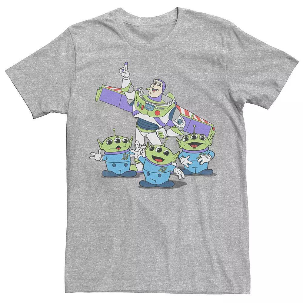 Disney / Pixar's Toy Story Buzz Lightyear And Aliens Men's Vintage Look Tee, Size: XXL, Athletic Grey Product Image