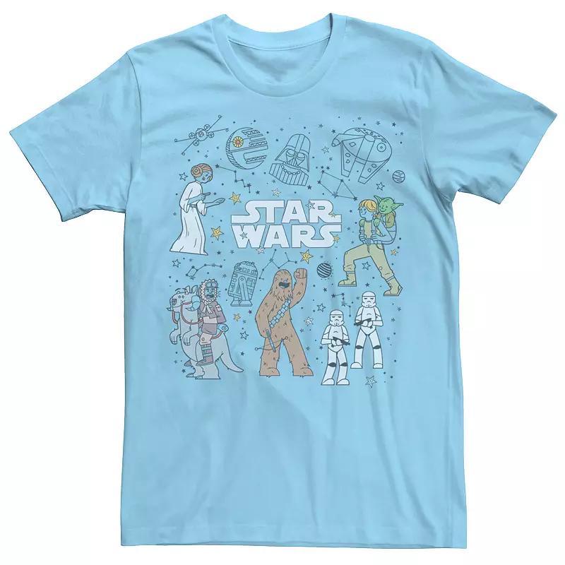 Men's Star Wars Group Shot Constellation Doodles Tee,  Product Image
